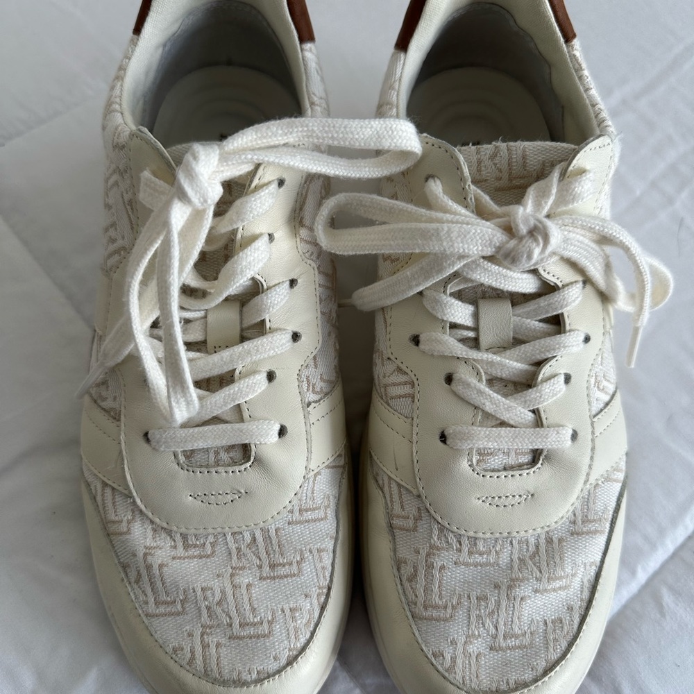 Women's Cream Lace-Up Fashion Sneakers